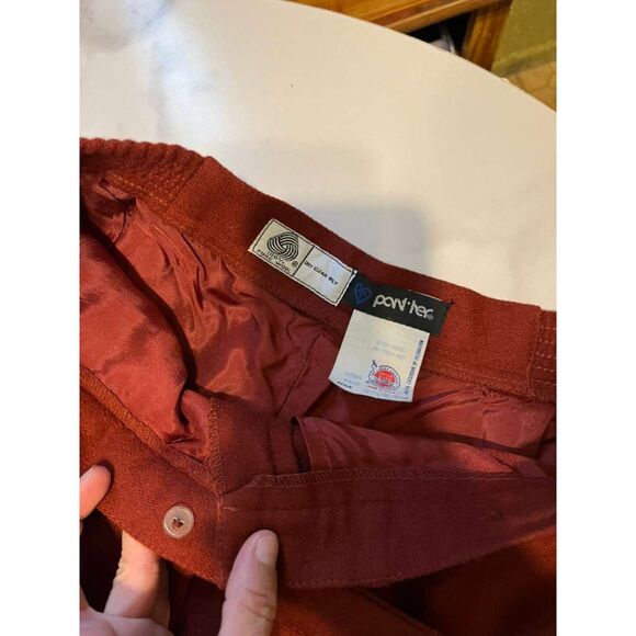 Vintage 100% Wool Rust Pants Women’s Size Medium High Waist Classic Trousers - Picture 10 of 16